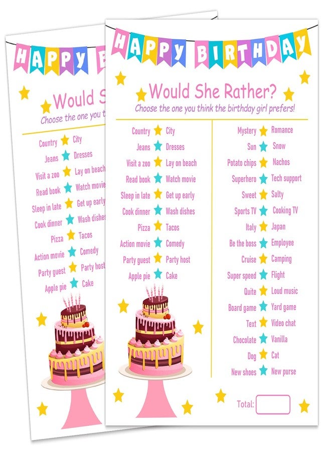 ALodr Birthday Girl Party Game - Would She Rather - 20 Game Card Set - Girl Birthday Party Activity Notebook - Image 1